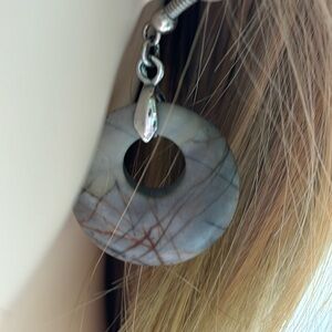 Round Stone Drop Earrings